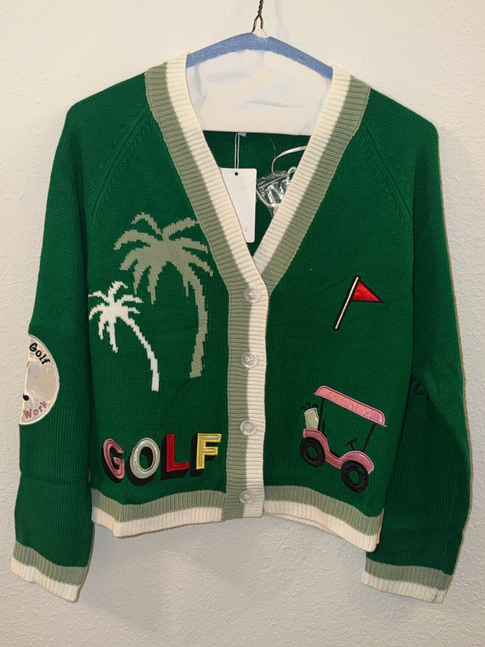 Fate Green Golf Cardigan Sweater.